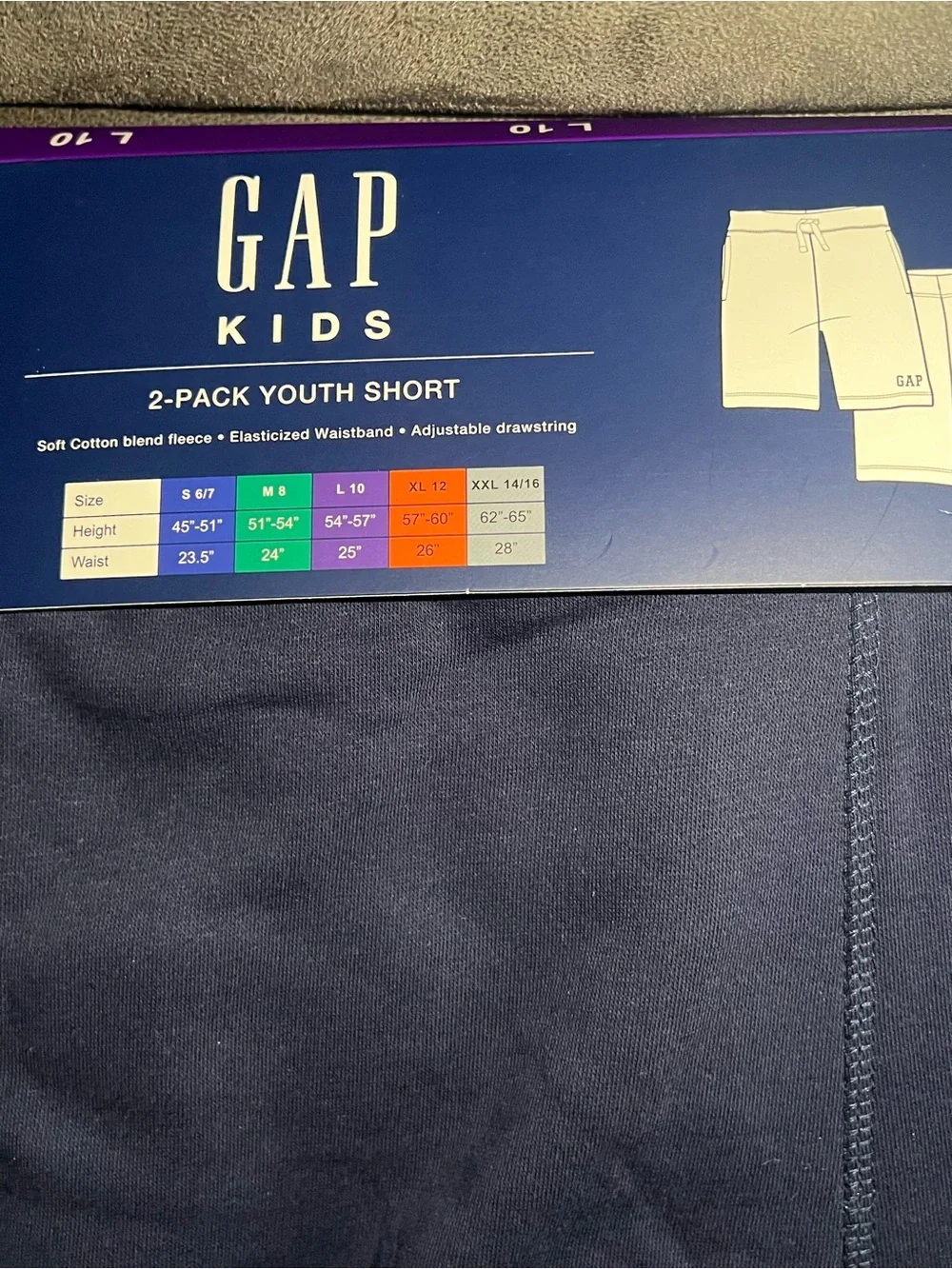 GAP Kids Heather Gray & NavyAthletic Shorts 2-Pack Youth Size L-10 NWT